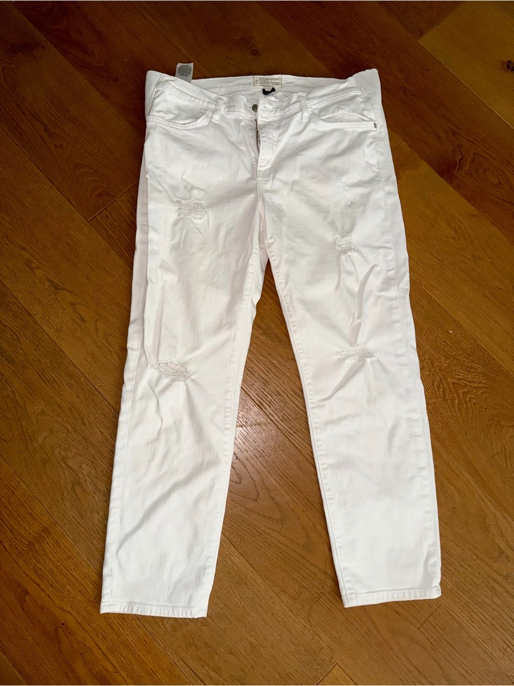 Maternity Current/Elliott White Jeans with Subtle Distressing